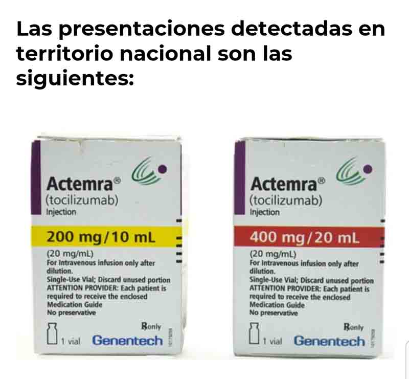 Actualiza COEFPRIS alerta sanitaria del producto Actemra