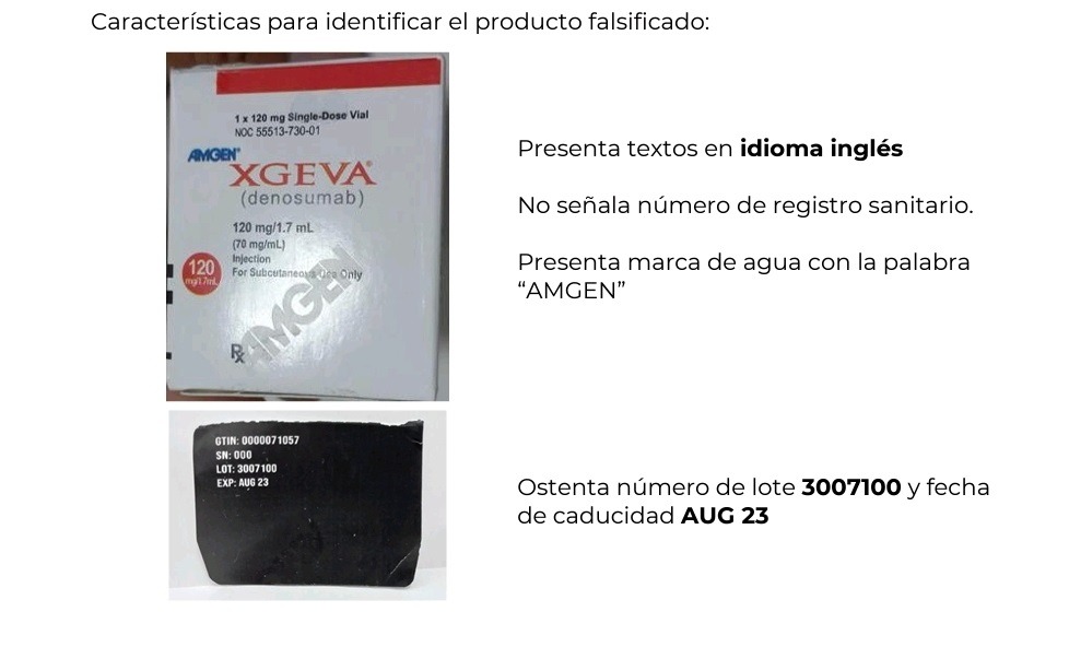 Emite COFEPRIS Alerta Sanitaria sobre la falsificación de XGEVA
