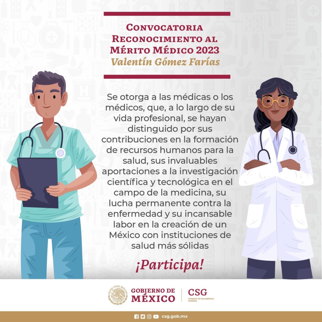 Convoca SESA a postular a médicas y médicos para el Reconocimiento Valentín Gómez Farías 2023