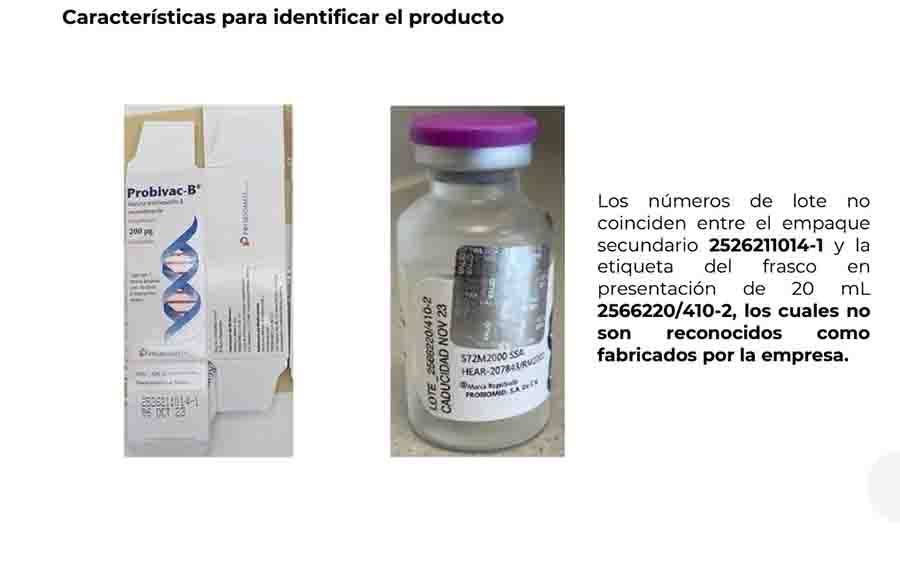 Emite COFEPRIS Alerta Sanitaria por Falsificación de Provibac-B (Vacuna antihepatitis B recombinante) 200 µg