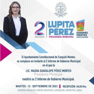 Lupita Pérez anuncia 2 informe de gobierno.