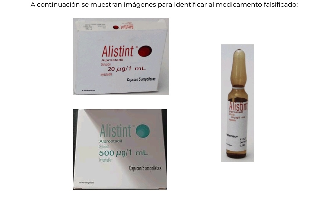 COFEPRIS emite Alerta Sanitaria por la falsificación y comercialización ilegal de Alistint