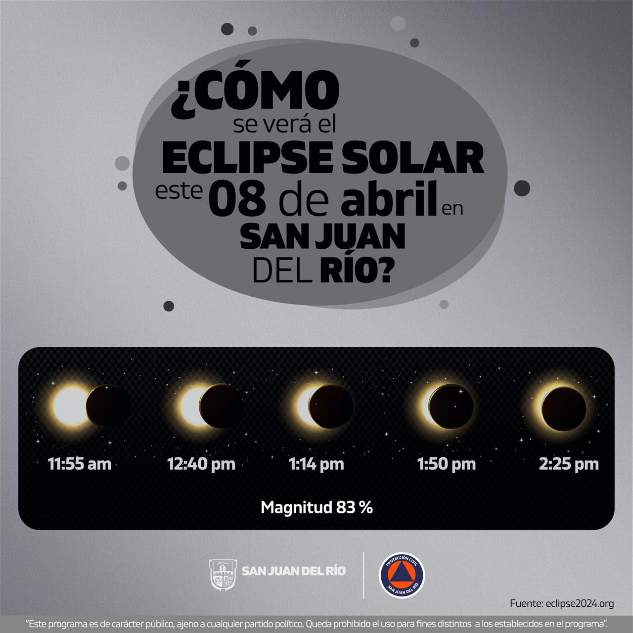 Autoridades municipales y estatales emiten recomendaciones ante eclipse solar