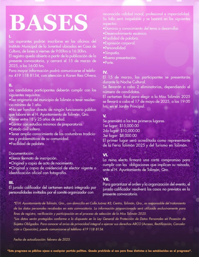 ¡Se abre la convocatoria para el Certamen de Miss Tolimán 2025!
