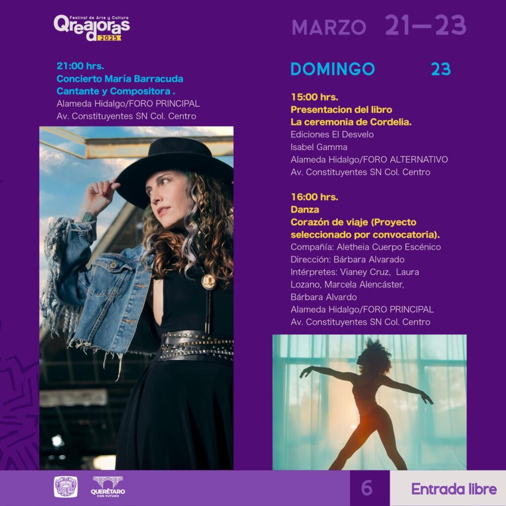 Llega primera edición de Festival de Arte y Cultura Qreadoras del 21 al 23 de marzo en la Alameda Hidalgo
