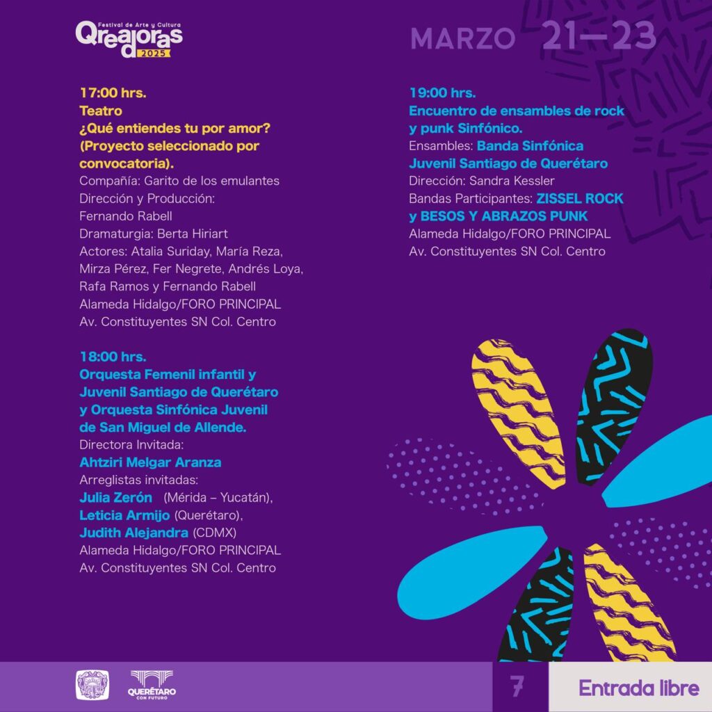 Llega primera edición de Festival de Arte y Cultura Qreadoras del 21 al 23 de marzo en la Alameda Hidalgo