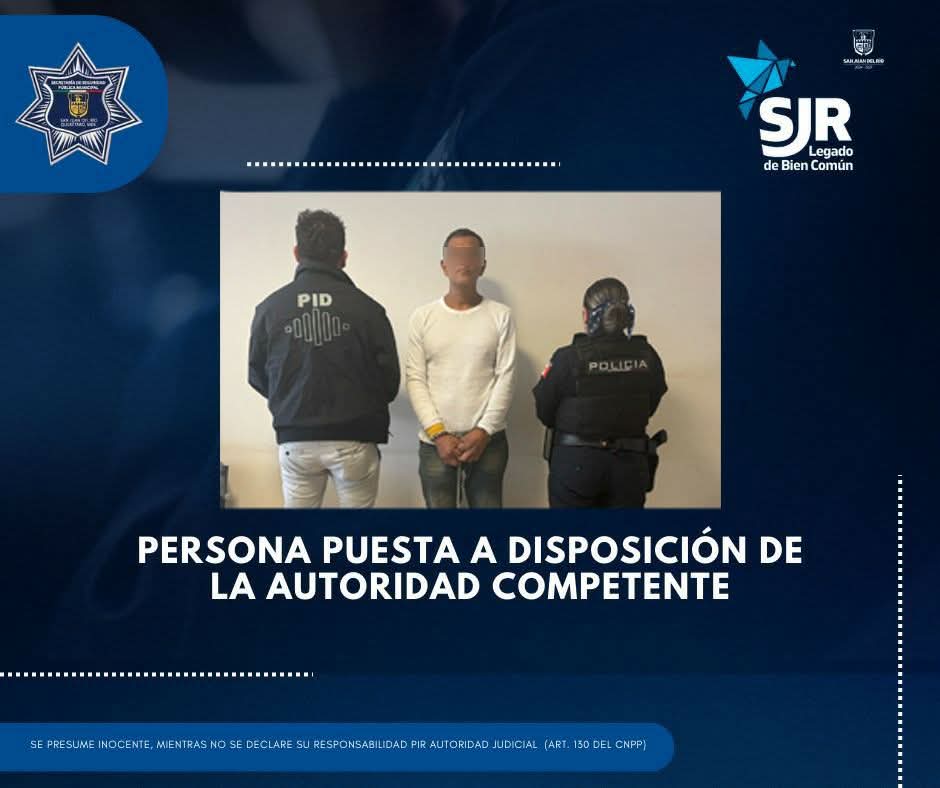 Detienen en SJR a hombre por violencia familiar