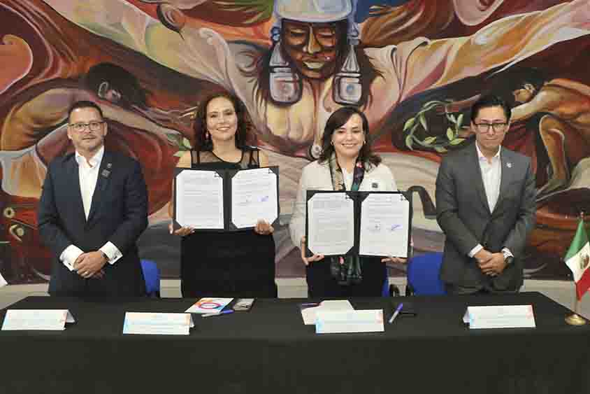 Con el objetivo de refrendar el trabajo colaborativo entre la Secretaría de Educación del Estado de Querétaro y las distintas facultades de la Universidad Autónoma de Querétaro (UAQ) así como elColegio de Bachilleres, la titular de la SEDEQ, Martha Soto, y la rectora Silvia Amaya Llano, firmaron dos convenios interinstitucionales.