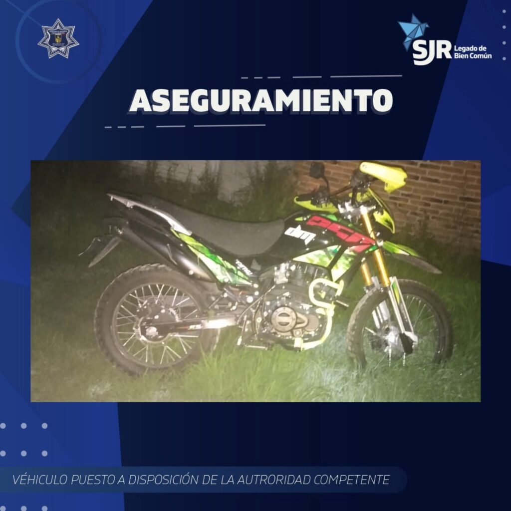 Detienen a sujeto por robo de motocicleta en la colonia Las Águilas