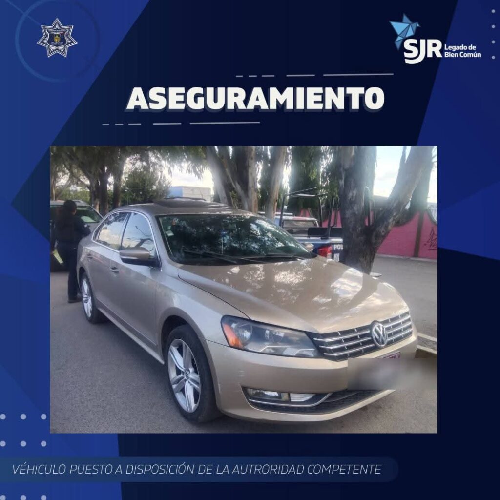 Detienen a hombre en San Juan del Río por circular en vehículo con número de serie alterado
