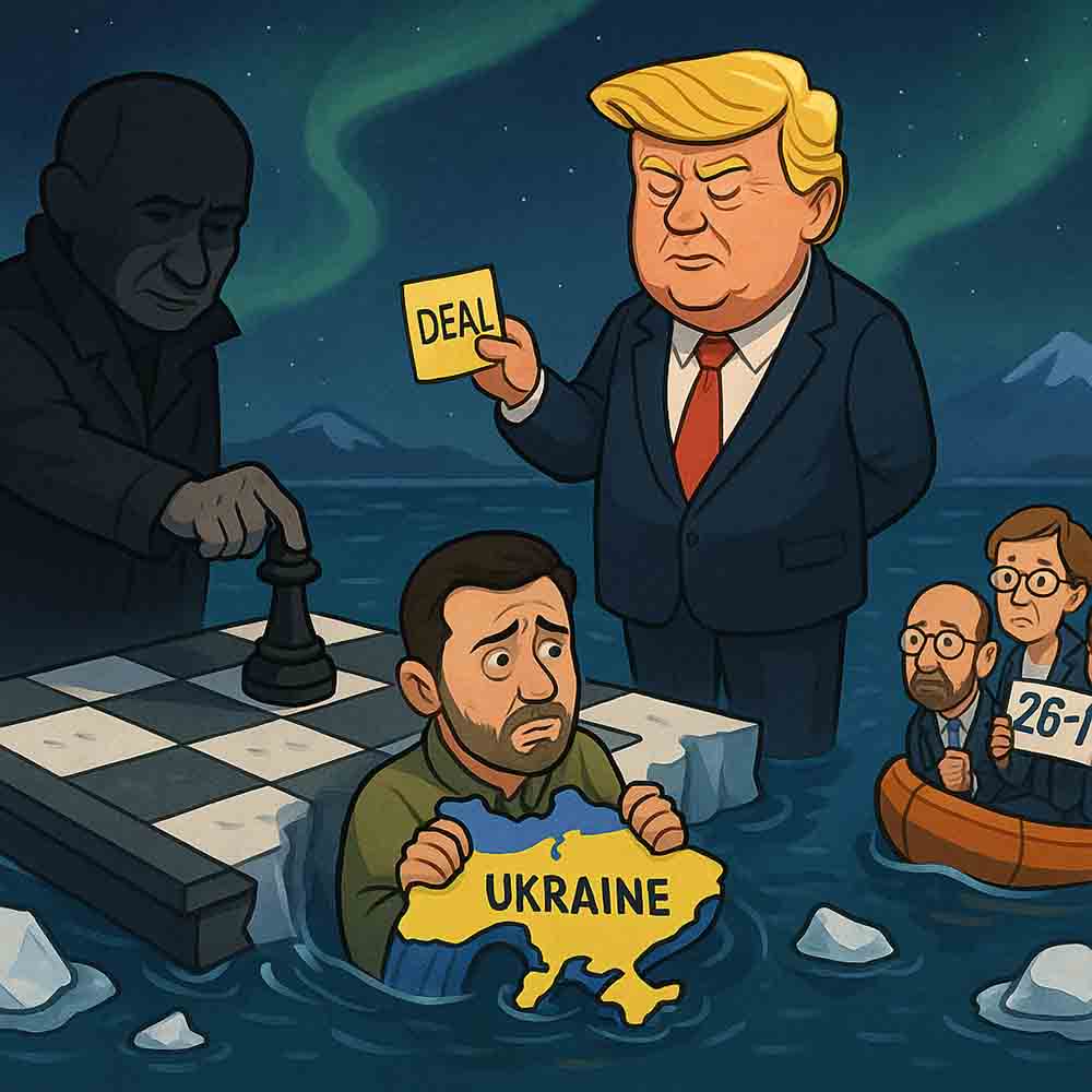 Trazos de Alaska sobre un mapa en llamas