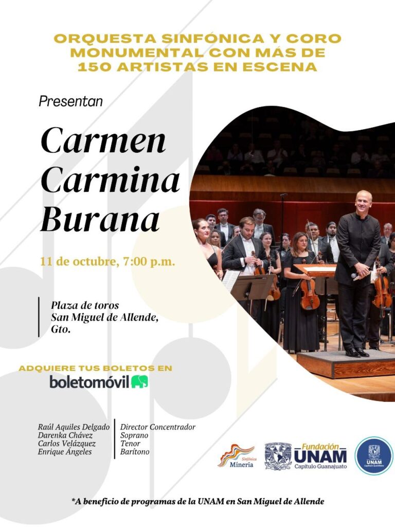 Invita SECULT al concierto magno Carmen y Carmina Burana a beneficio de becarios de la UNAM en Querétaro y Guanajuato