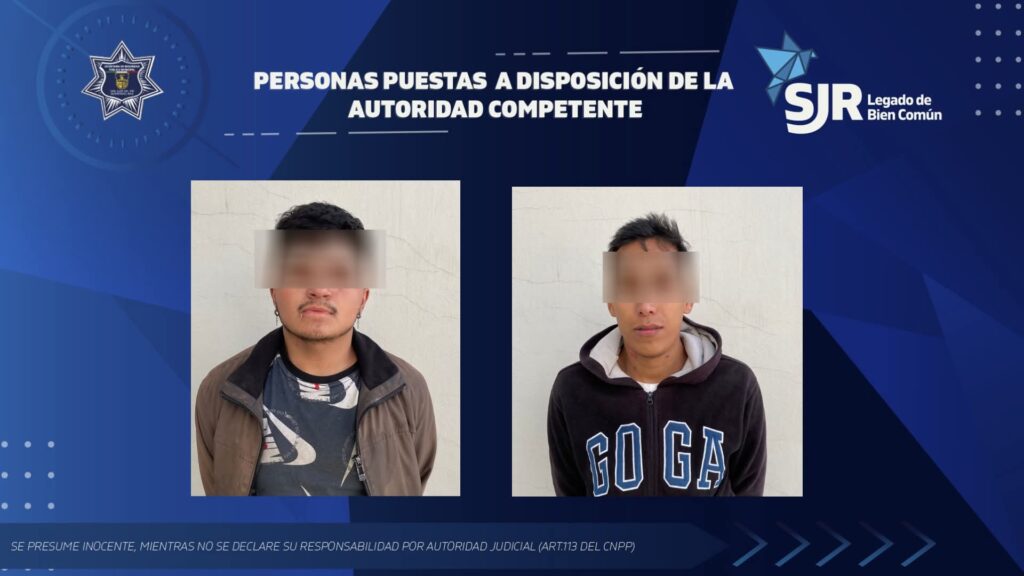 Detienen a dos hombres en Lomas de San Juan por presunto robo y posesión de droga