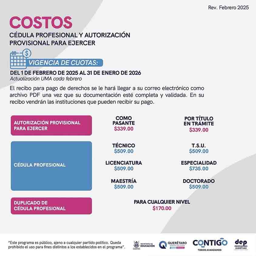 Invita SEDEQ a realizar trámite de Cédula Profesional