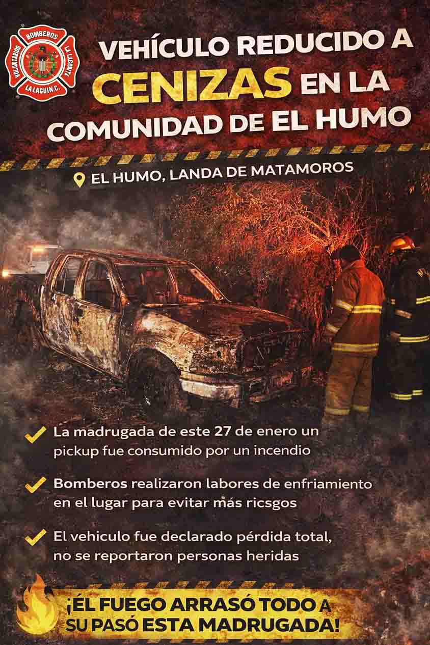 Vehículo reducido a cenizas en la comunidad de El Humo