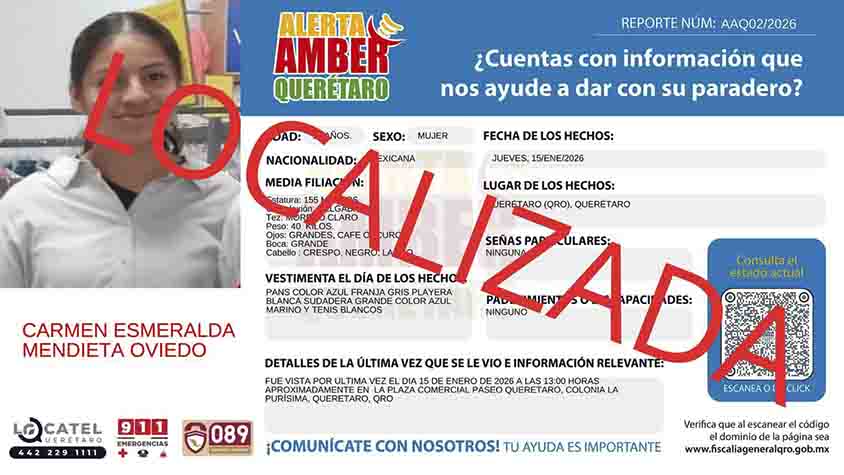 Se localizaron tres adolescentes reportadas como no localizadas el pasado 17 de enero