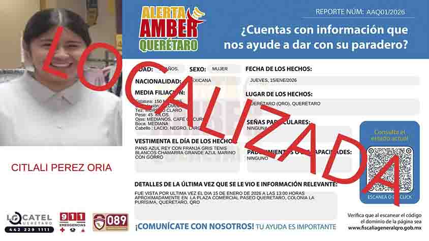 Se localizaron tres adolescentes reportadas como no localizadas el pasado 17 de enero