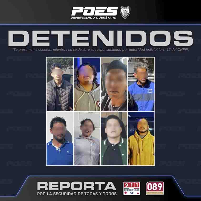 Ocho detenidos por posesión de sustancias ilícitas en operativos