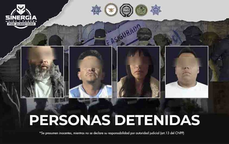 Sinergia ejecuta cateos y detiene a cuatro