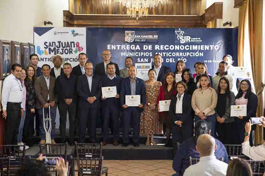 Sistema Estatal Anticorrupción reconoce a San Juan del Río por su compromiso y lucha contra la corrupción