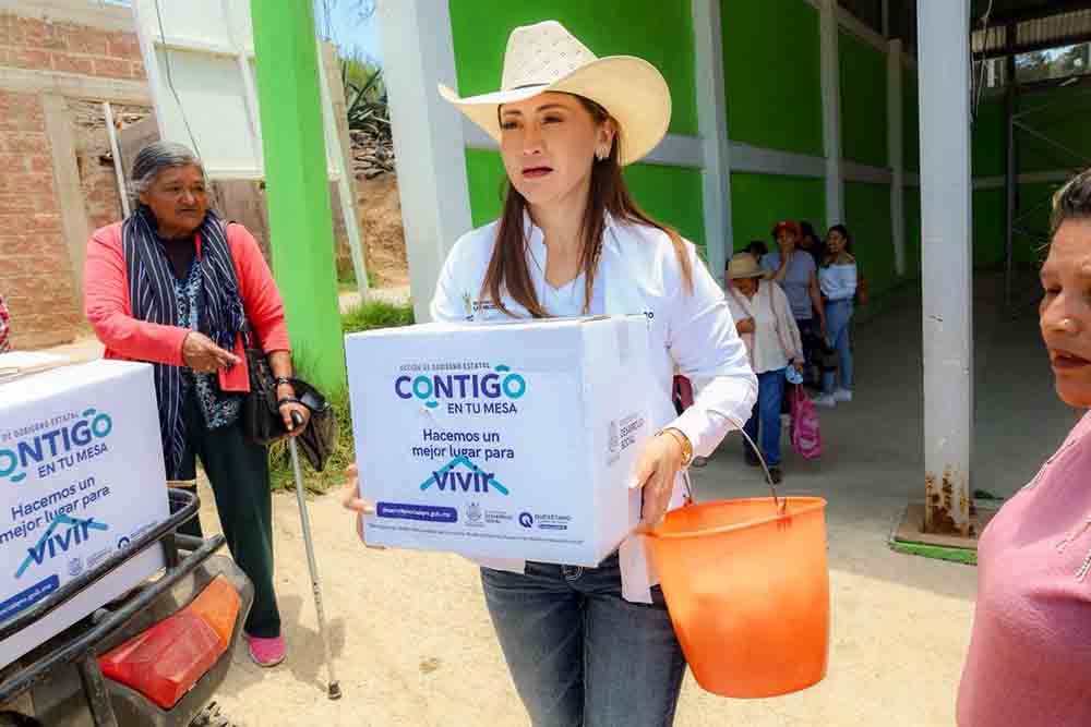 Sonia Rocha entrega apoyos alimentarios en San Joaquín