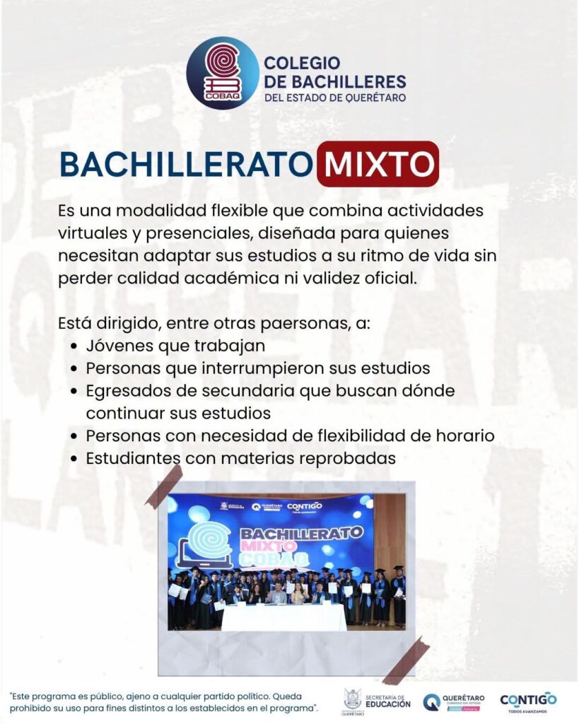COBAQ ofrece cinco modalidades de bachillerato