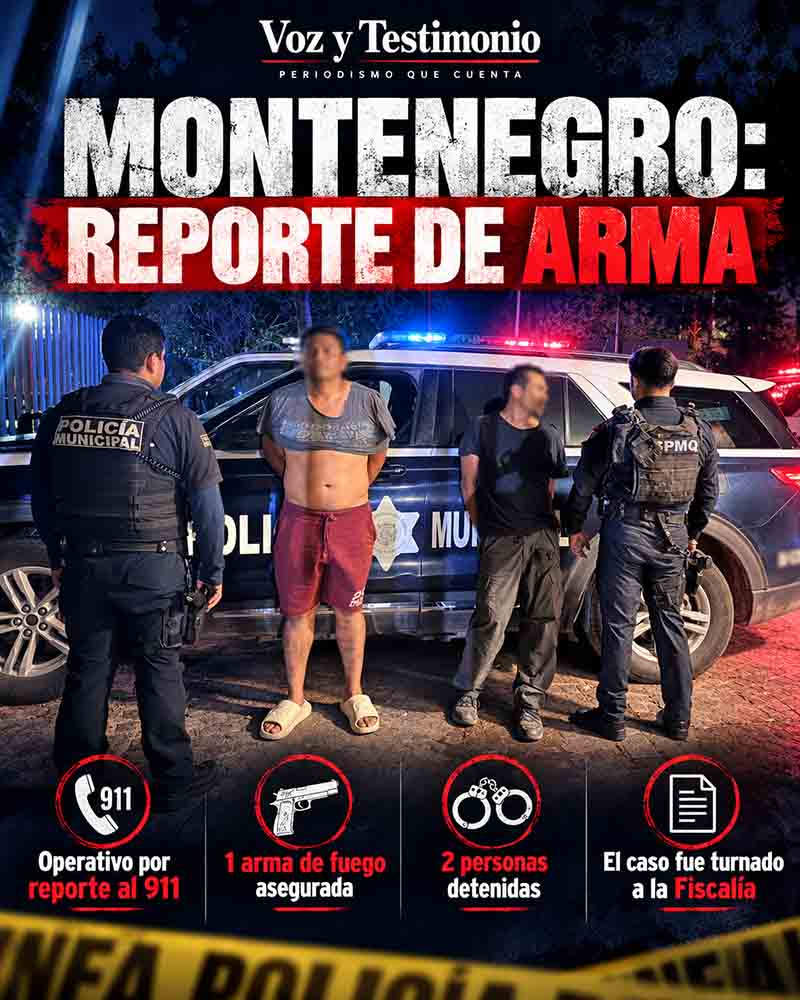 Infografía sobre el operativo por reporte de arma en Montenegro.