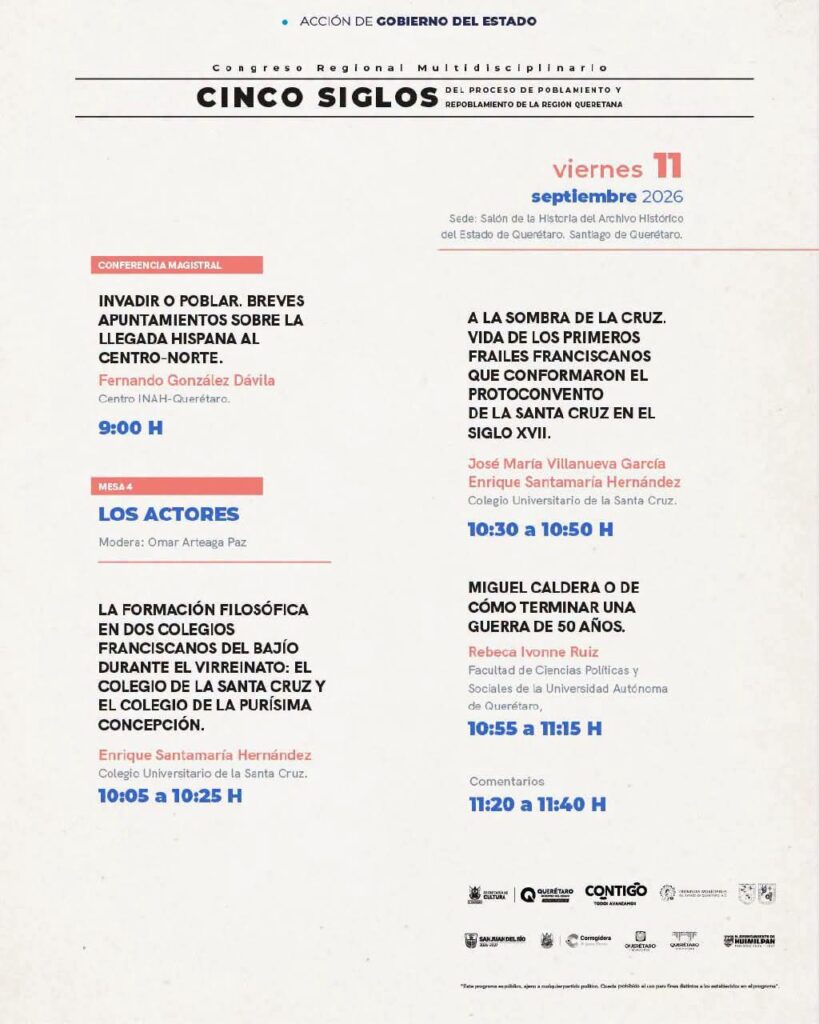 Querétaro realizará congreso regional Cinco Siglos