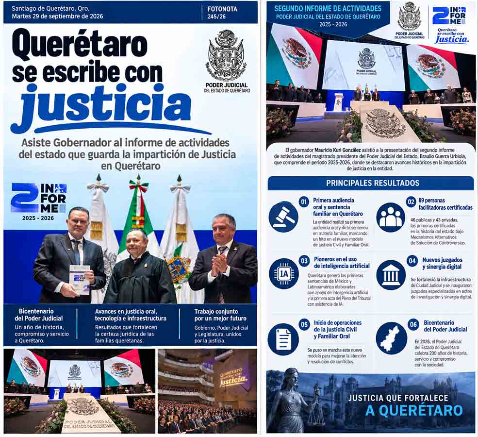 TSJ estrena justicia oral e inteligencia artificial en Querétaro - infografía