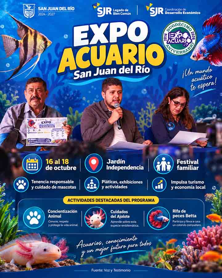 Expo Acuario llegará a San Juan del Río del 16 al 18 de octubre - infografía
