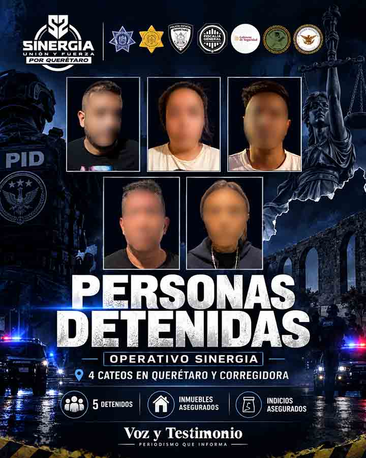 Cuatro cateos dejan cinco detenidos en Querétaro y Corregidora - infografía