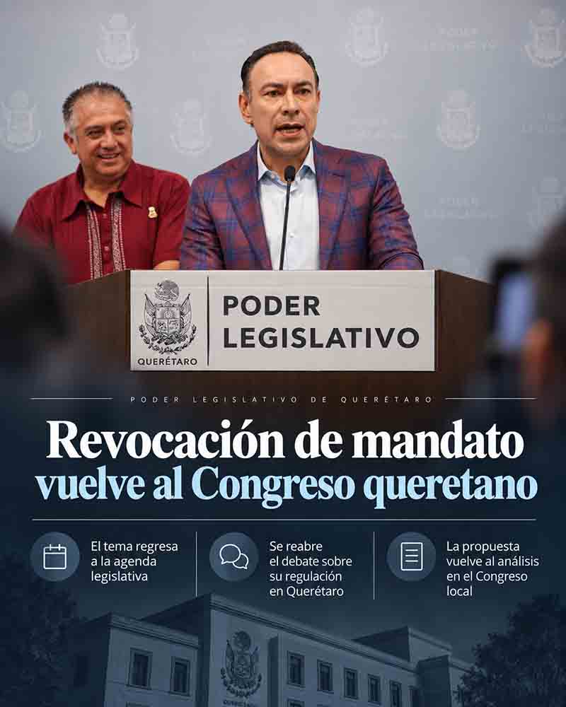 Infografía sobre la iniciativa de revocación de mandato en Querétaro.