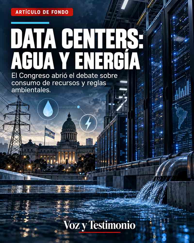 Cartel sobre centros de datos, consumo de agua y energía en Querétaro