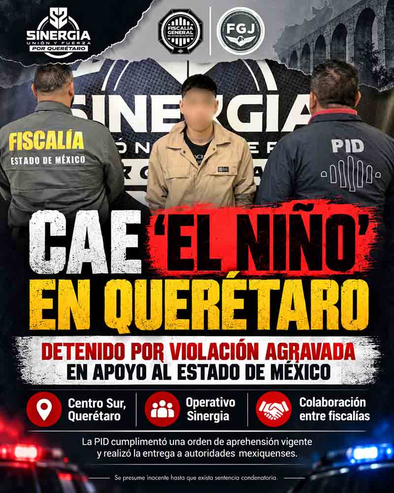 Infografía sobre la detención de Roberto Carlos N alias El Niño en Querétaro