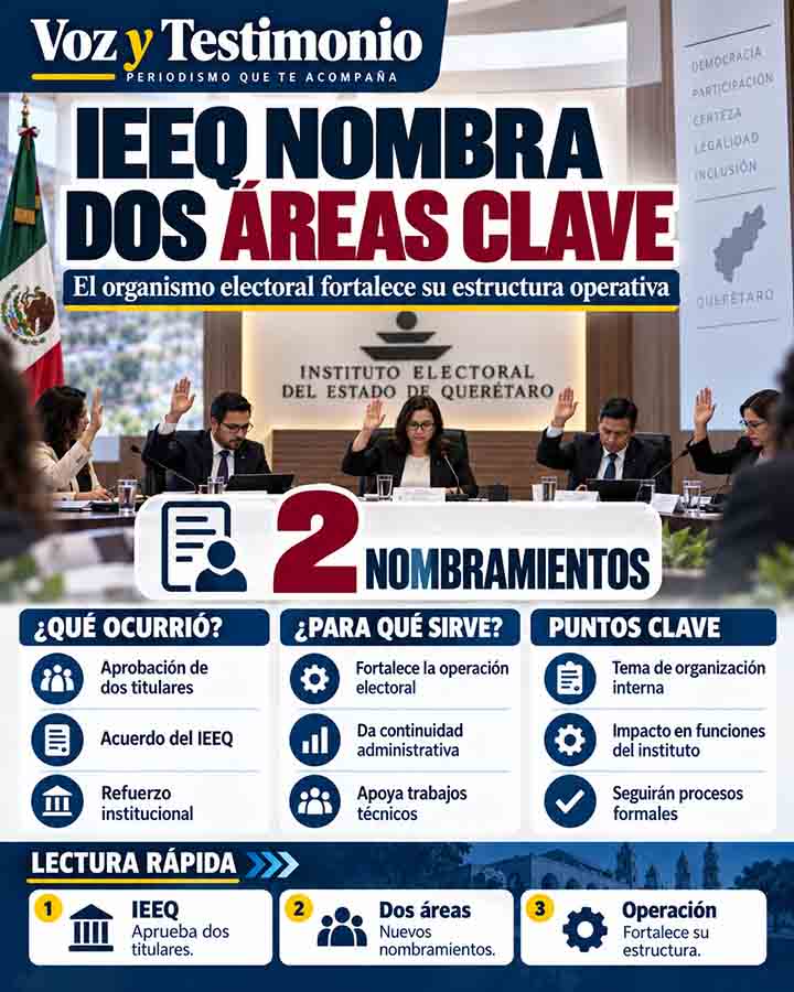 Infografía editorial de las dos coordinaciones aprobadas por comisión del IEEQ