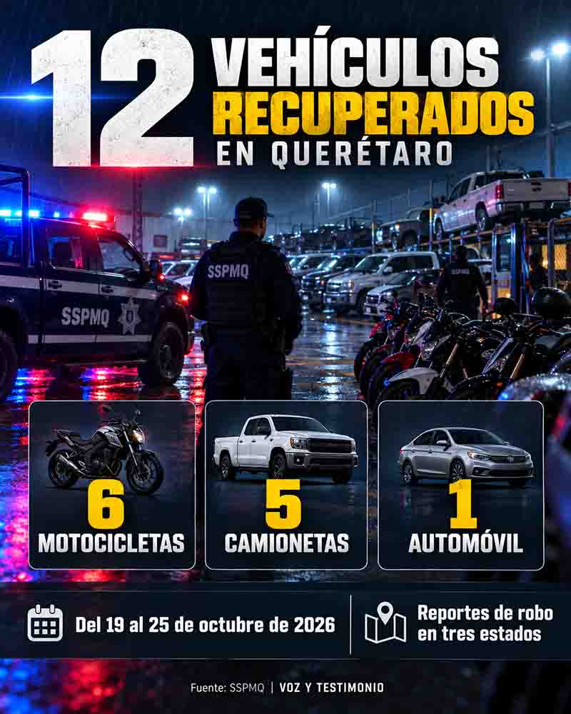 Infografía: Policía de Querétaro recupera 12 vehículos robados