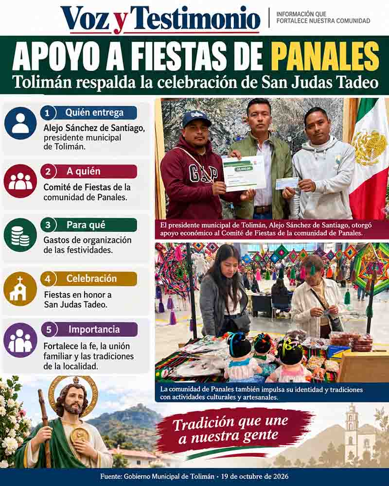 Infografía sobre tolimán apoya fiestas de panales por san judas