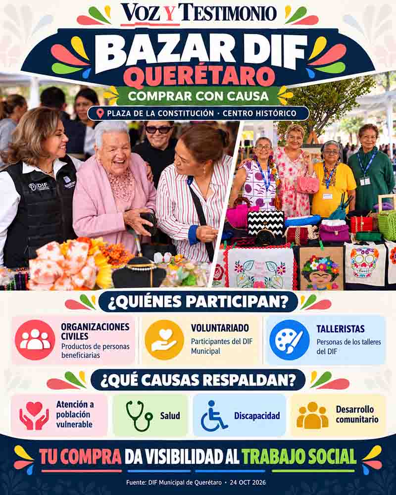 Infografía del Bazar DIF Querétaro: comprar con causa