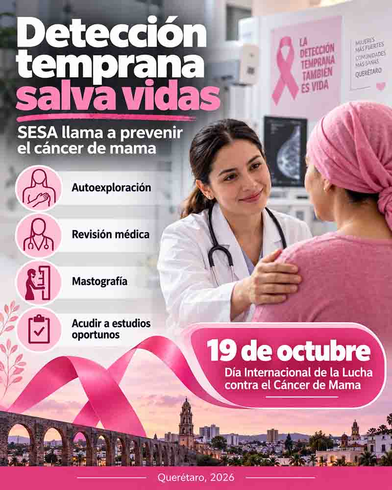 Infografía informativa sobre Salud exhorta a detectar oportunamente cáncer de mama