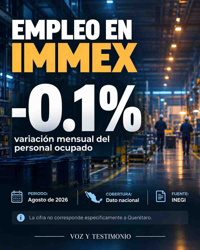 Infografía: INEGI reporta baja de 0.1% en empleo IMMEX