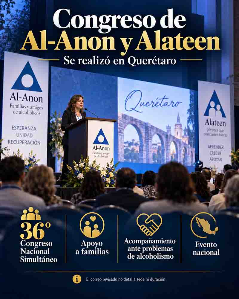 Infografía informativa sobre Querétaro inaugura Congreso Nacional de Al-Anon y Alateen