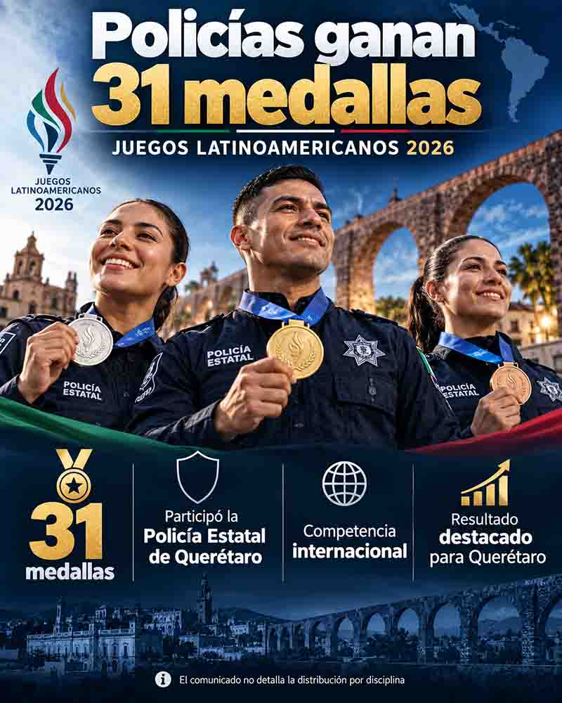 Infografía informativa sobre Policías de Querétaro obtienen 31 medallas latinoamericanas