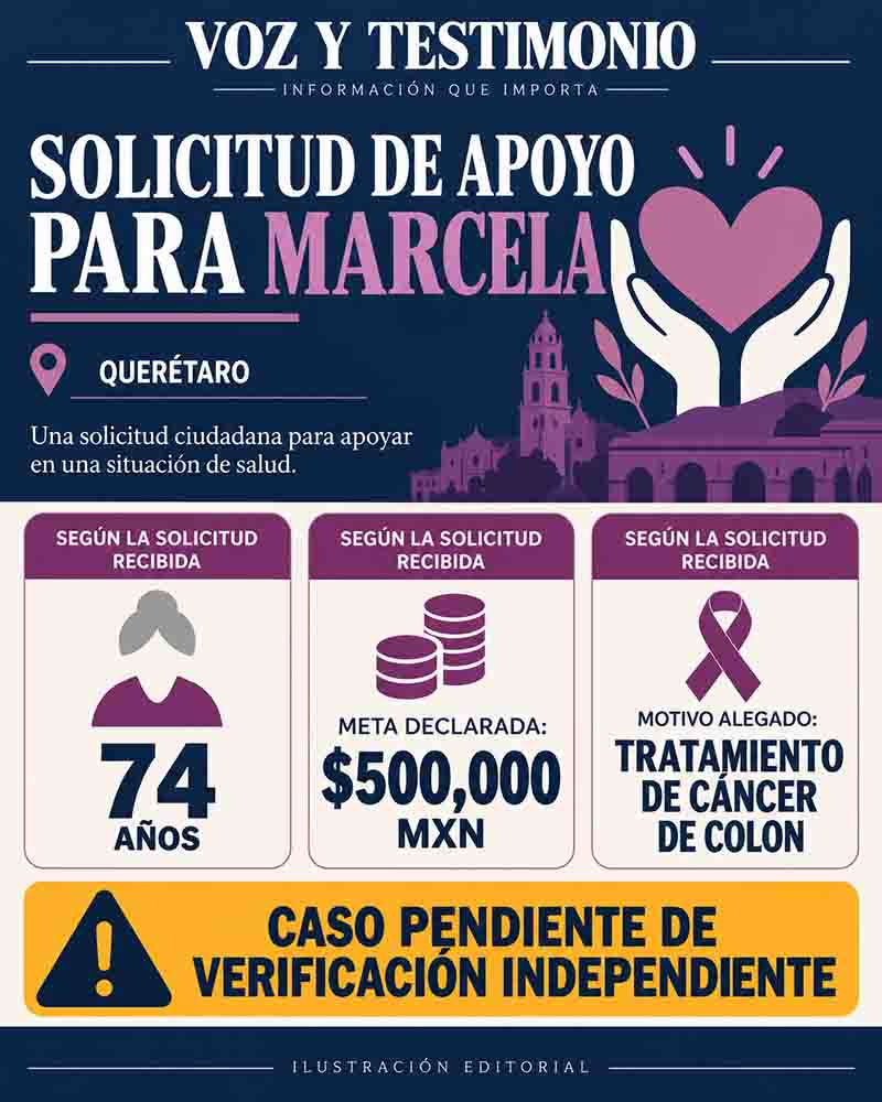 Infografía sobre la campaña de apoyo para Marcela de Landa en Querétaro.