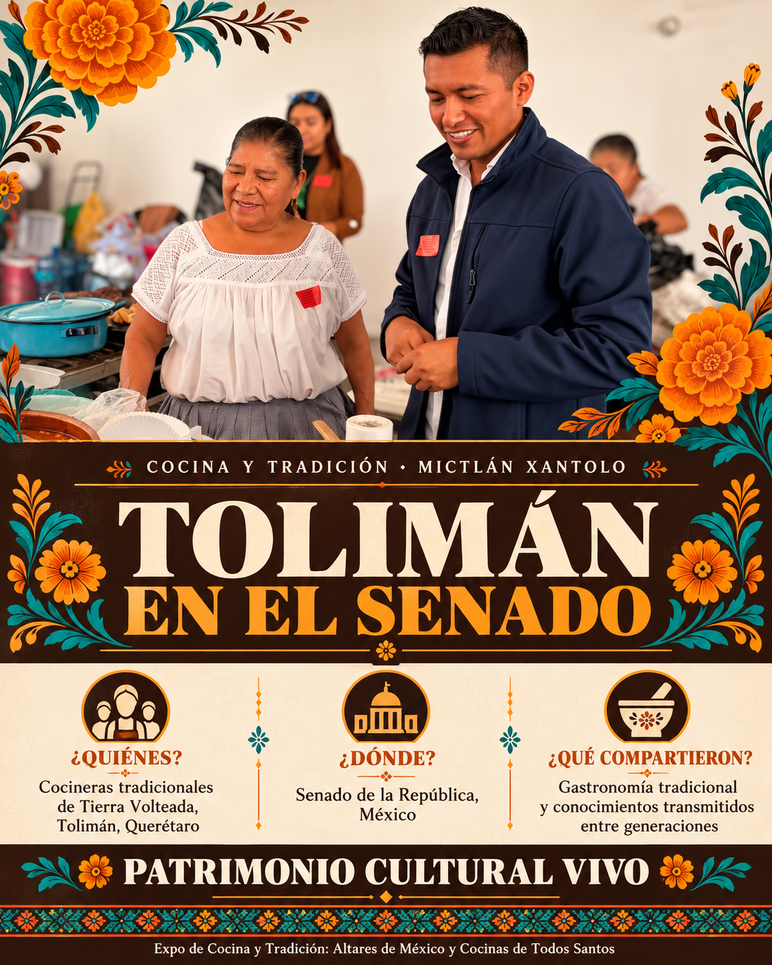 Infografía sobre la cocina y las tradiciones de Tolimán en Mictlán Xantolo