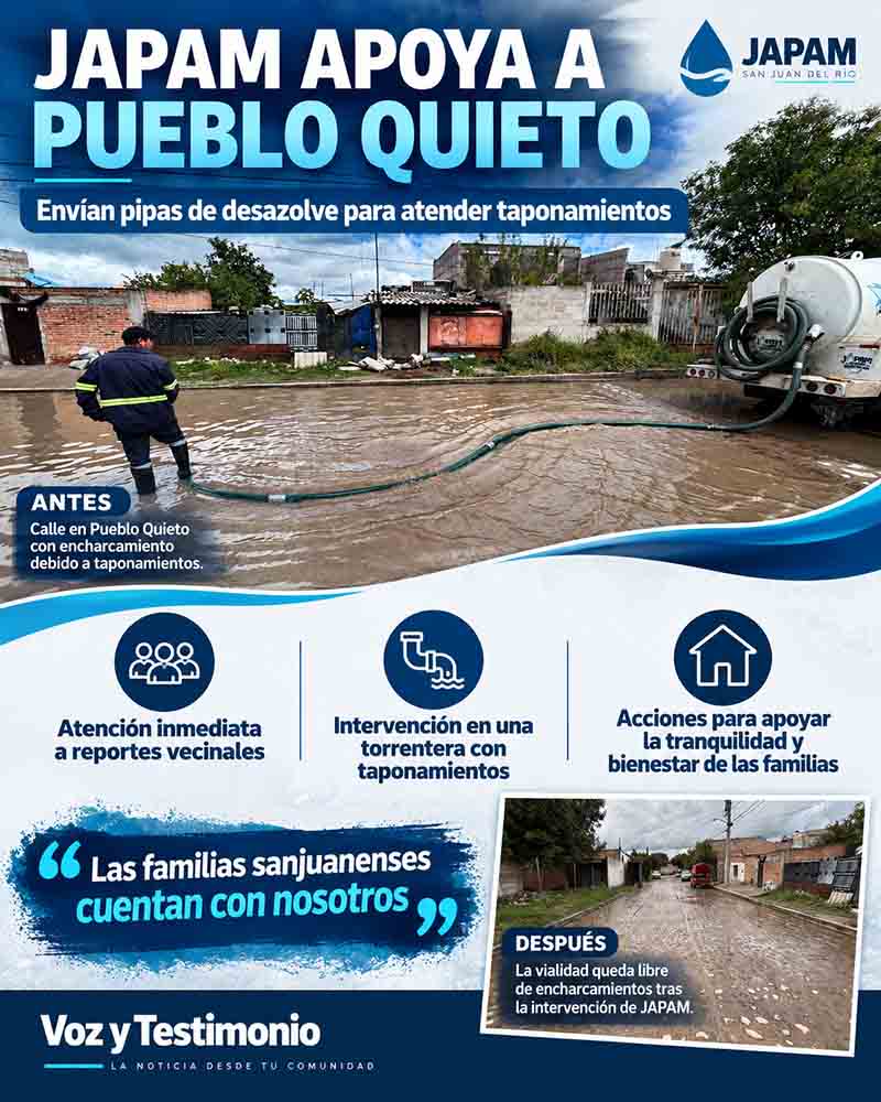 Infografía: JAPAM desazolva torrentera en Pueblo Quieto