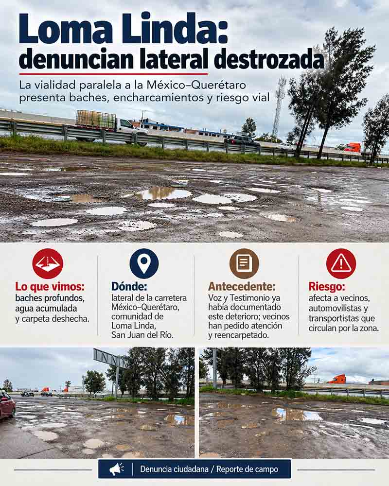 Infografía sobre deterioro de la lateral de la carretera 57 en Loma Linda