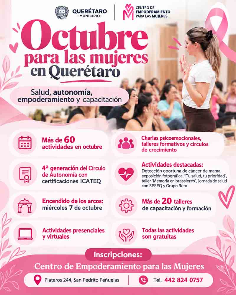 Infografía: Querétaro prepara 60 actividades para mujeres