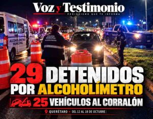 Operativo de alcoholimetría municipal en Querétaro