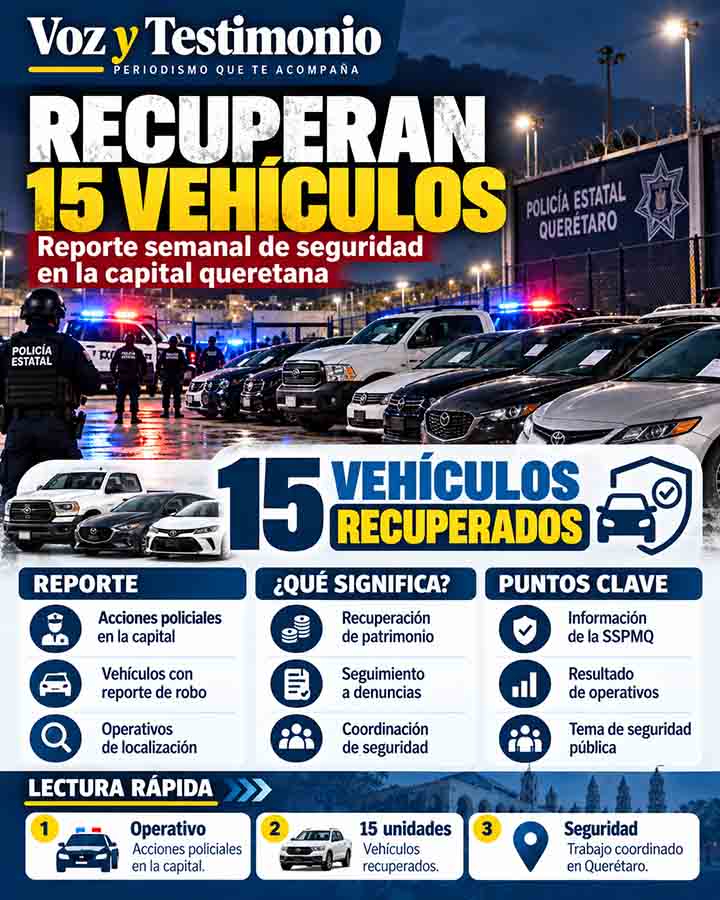 Balance de 15 vehículos recuperados