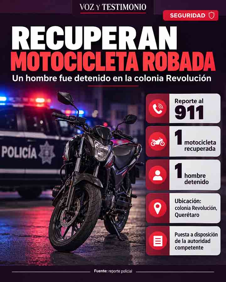 Infografía: Recuperan motocicleta robada en colonia Revolución